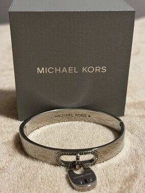 Michael Kors - Silver Pave Crystal Padlock Bangle Bracelet